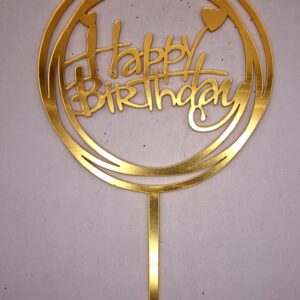 Toper, Happy Birthday , acril, auriu, Rotund, 5