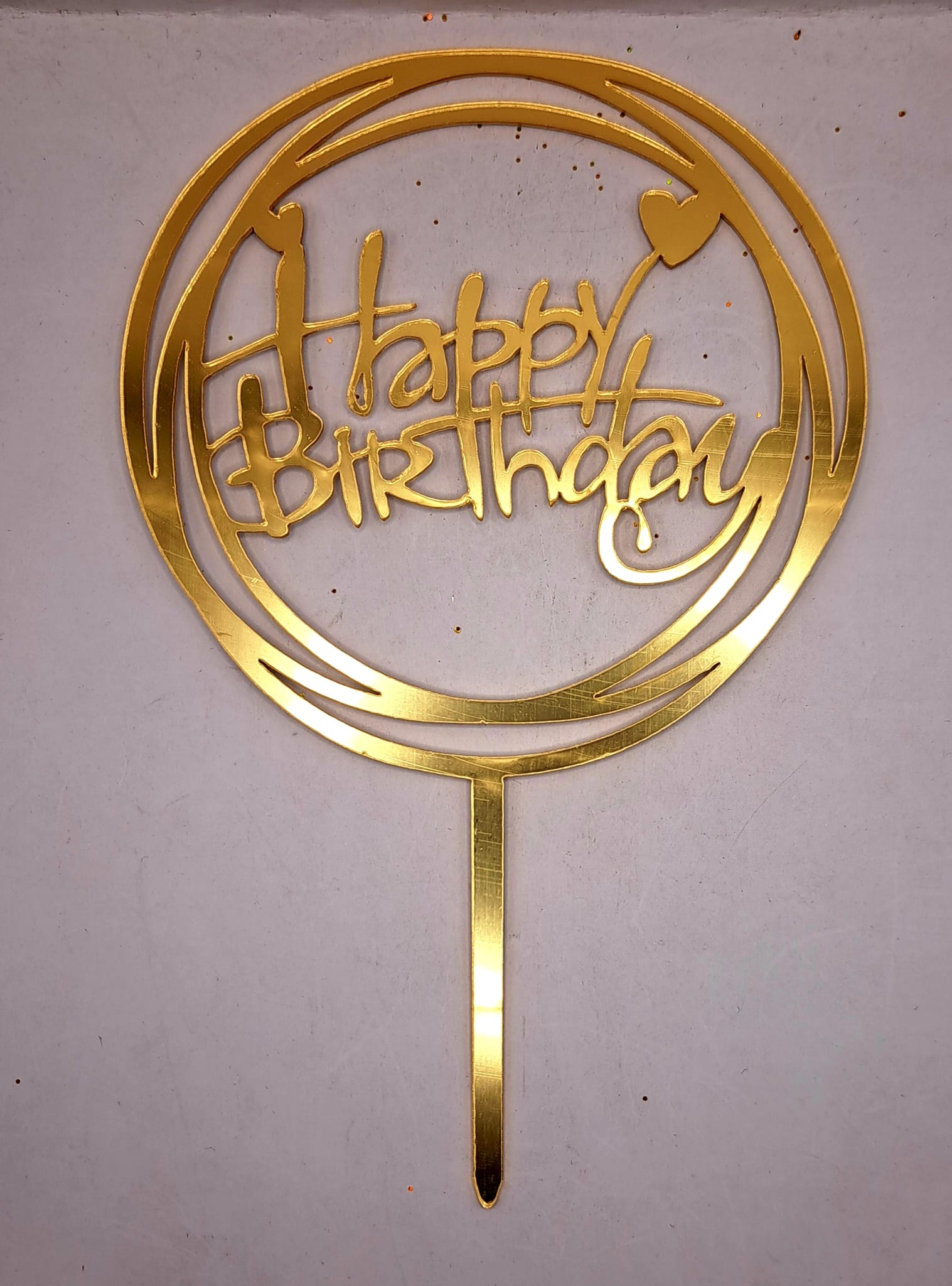 Toper, Happy Birthday , acril, auriu, Rotund, 5