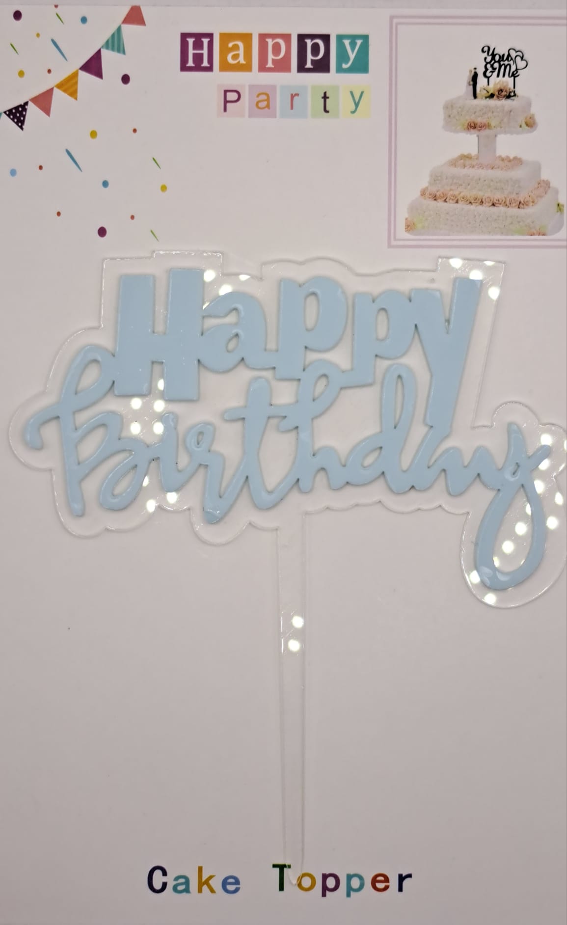 Toper Albastru Happy Birthday, fundal transparent