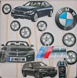 Toper, BMW, Negru, roti, masina, prevazut cu bete de sustinere