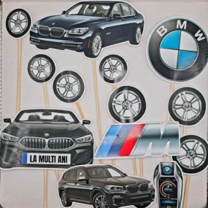 Toper, BMW, Negru, roti, masina, prevazut cu bete de sustinere